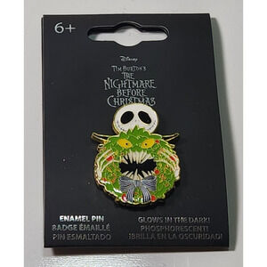 Loungefly Disney Nightmare Before Christmas Jack Wreath Glow-in-Dark Pin Enamel